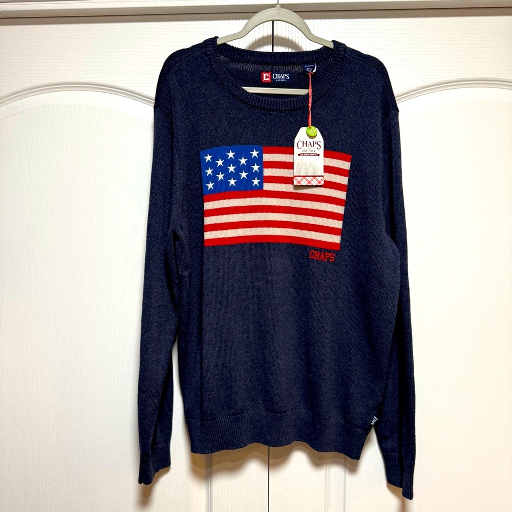 Mens Chaps Sweater American Flag